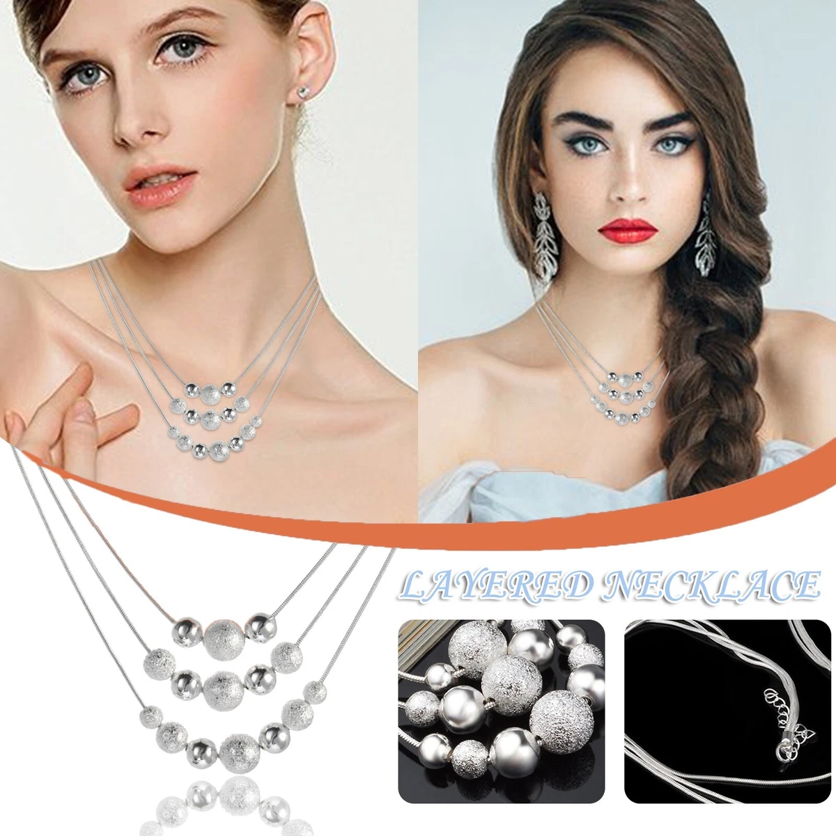 Womens silver on sale layered necklace