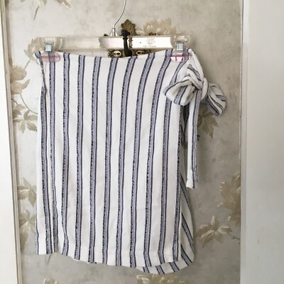 CLUB MONACO Blue White Striped Faux Wrap Mini Skirt Size 2