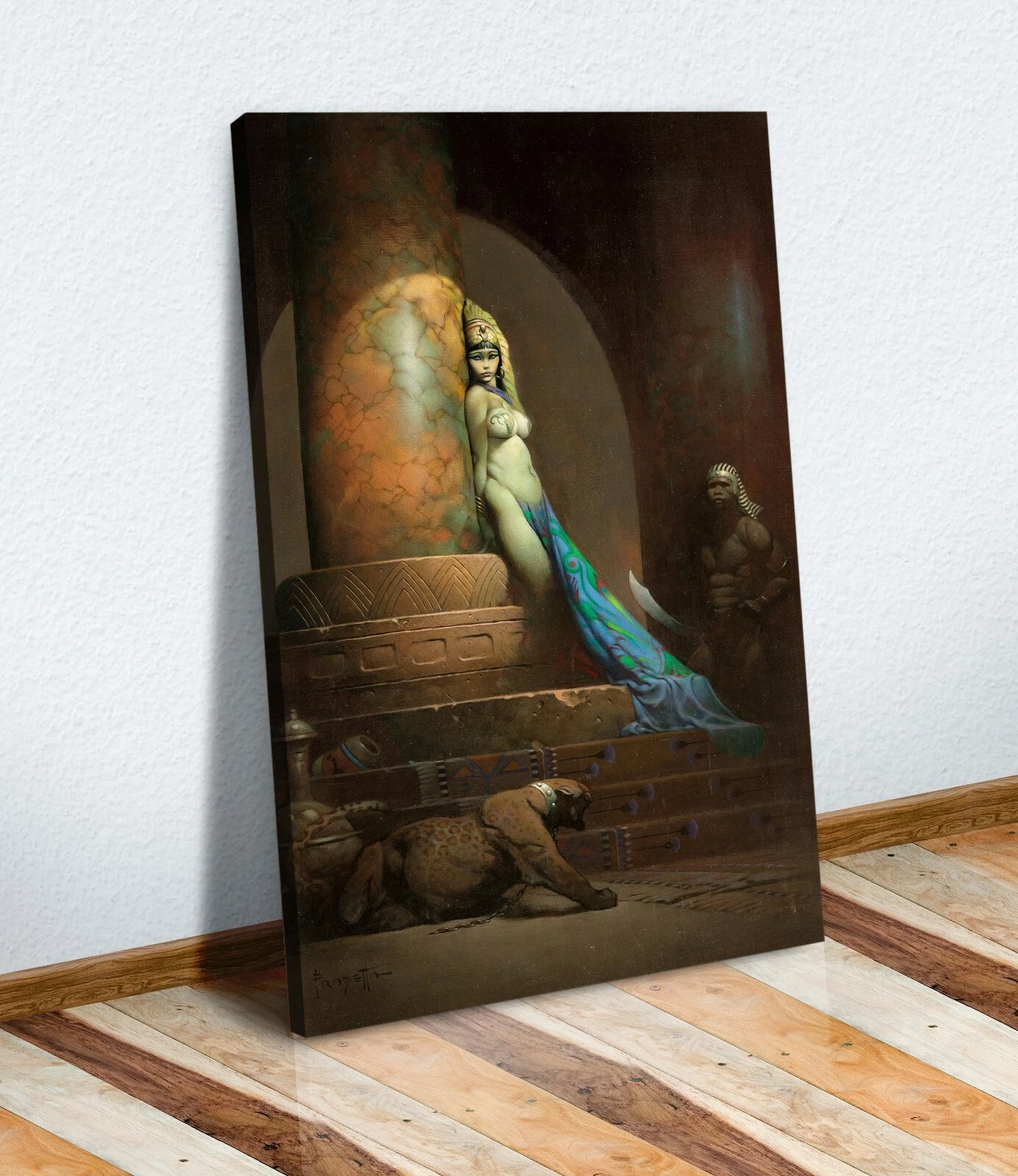 CANVAS WALL ART 30MM DEEP FRAMED PRINT Egyptian Queen Frank Frazetta ARTWORK
