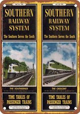 METAL SIGN - 1952 Southern Railway Southerner Crescent - Vintage Rusty Look