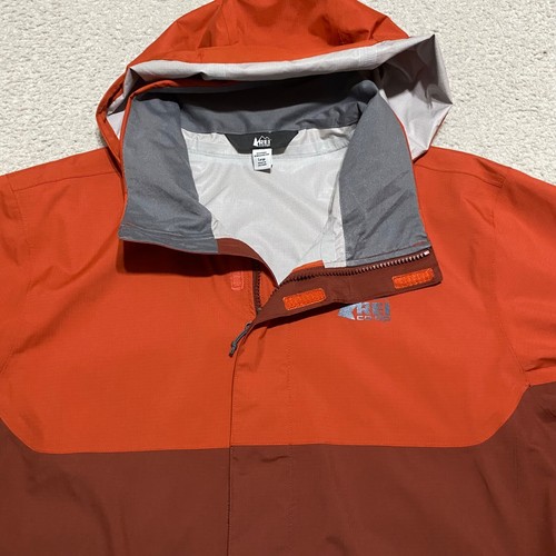REI Coop Mens Large Jacket Red Peak 2.5 Full Zip Nylon Rain Wind Hooded Vented - Imagen 3 de 14