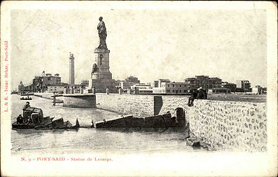 Port Said Ägypten Egypt AK ~1900 Ferdinand de Lesseps Statue Postcard Africa