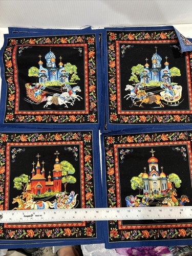 Weihnachten Orthodox Schlitten St. Nick Quilten Nähen Stoff 12 quadratische Paneele