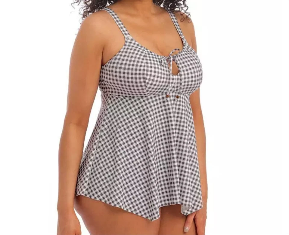 Elomi Checkmate Tankini Top Size 16 Grey Marl Non Wired Padded Swimwear 800361 - Image 2 of 4