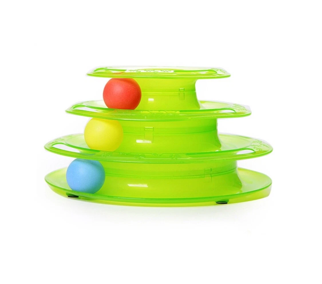 Cat Toys- Pet Cat Toy Three Layer Ball Rotating Disk Intellectual Toys Green