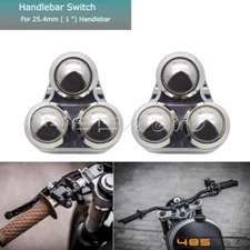 Chrome 3 Button Hand Control Momentary Switch 1" Bar Motogadget M-switch - Pair