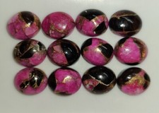 Pink  Black Copper Turquoise 12x10mm Flat Back Oval Cabochon Gem s 