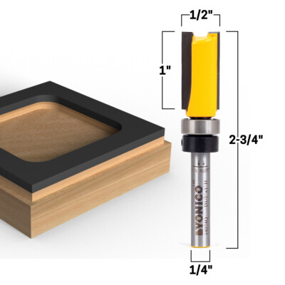 1/2'' Flush Trim Template Router Bit - 1/4'' Shank - Yonico 14074q