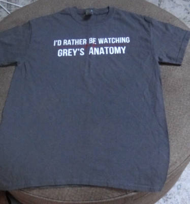 EUC WOMANS GRAY GILDAN I'D RATHER BE WATCHING GREYs ANATOMY TEE SHIRT - MEDIUM M