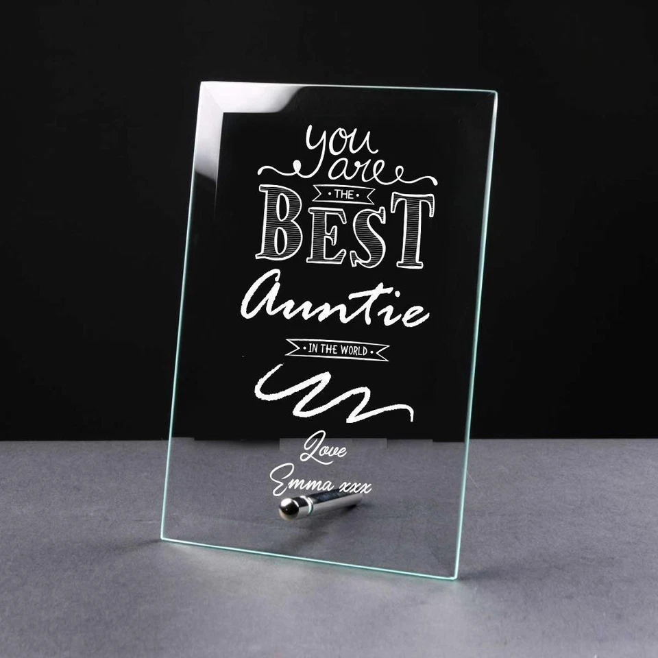 Personalised Engraved Glass Plaques With Sentiments Gift