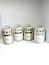 Set of 4 German Lustreware Canisters Jars- Gold Trim Opalescent Ceramic