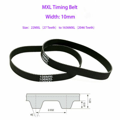 Width 10mm MXL Timing Belt 22MXL to 1636MXL Pitch 2.032mm for CNC / Step Motor