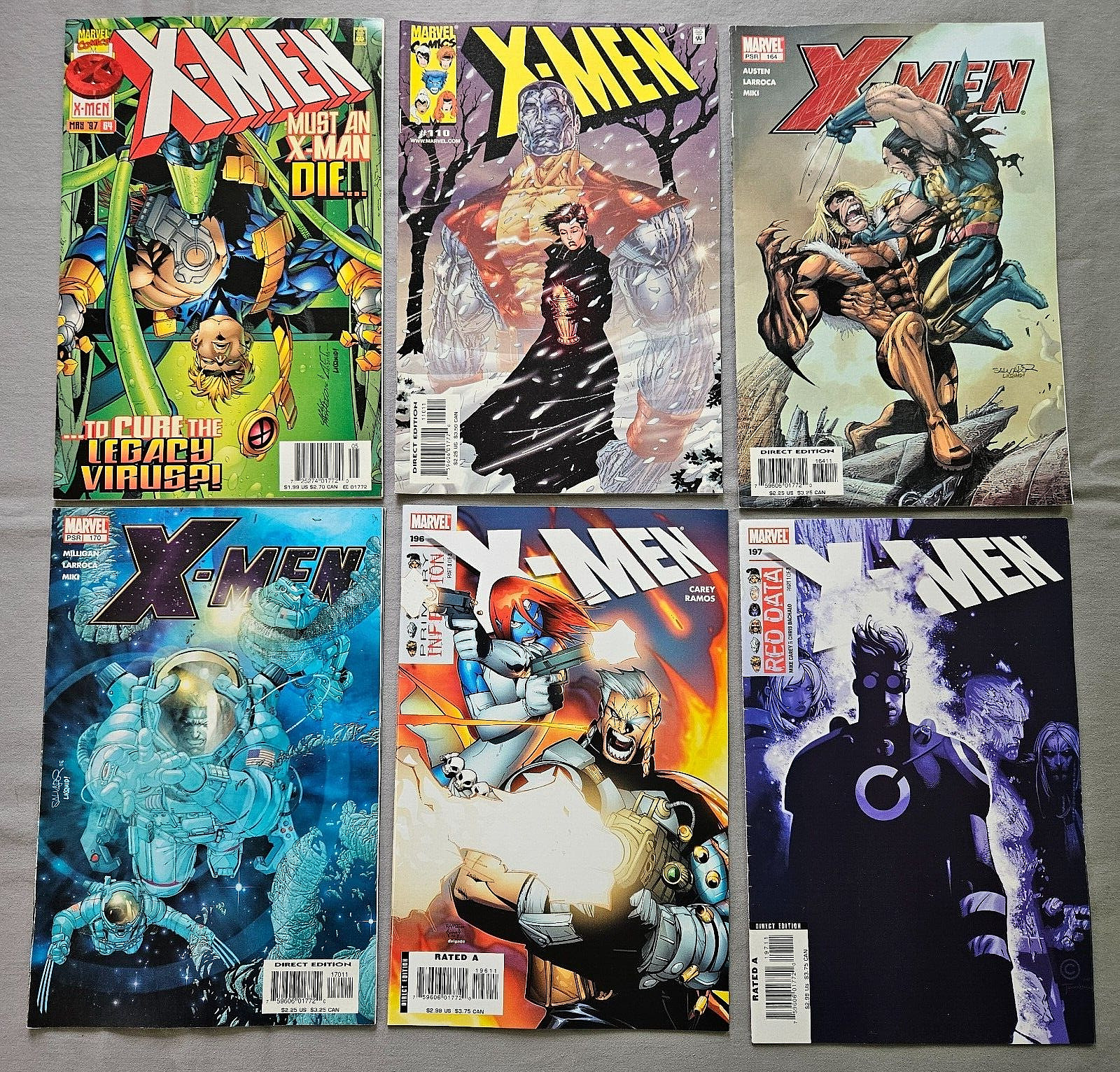 Lot of 6 X-Men Comic Books #64 110 164 170 196 197 Marvel Comics 1997-2007 