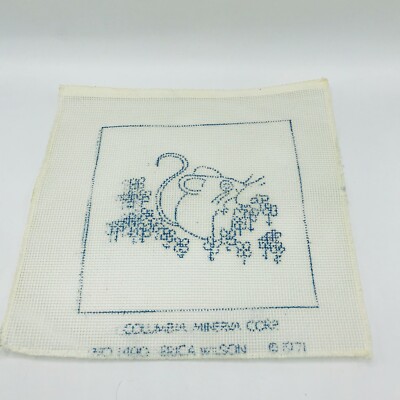 1971 Columbia Minerva Needlepoint Canvas Pattern Erica Wilson Mouse In A Field