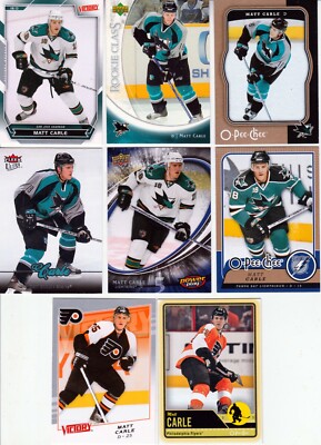   20 + different MATT CARLE cards lot 2007 - 2016 Sharks Flyers Lightning
