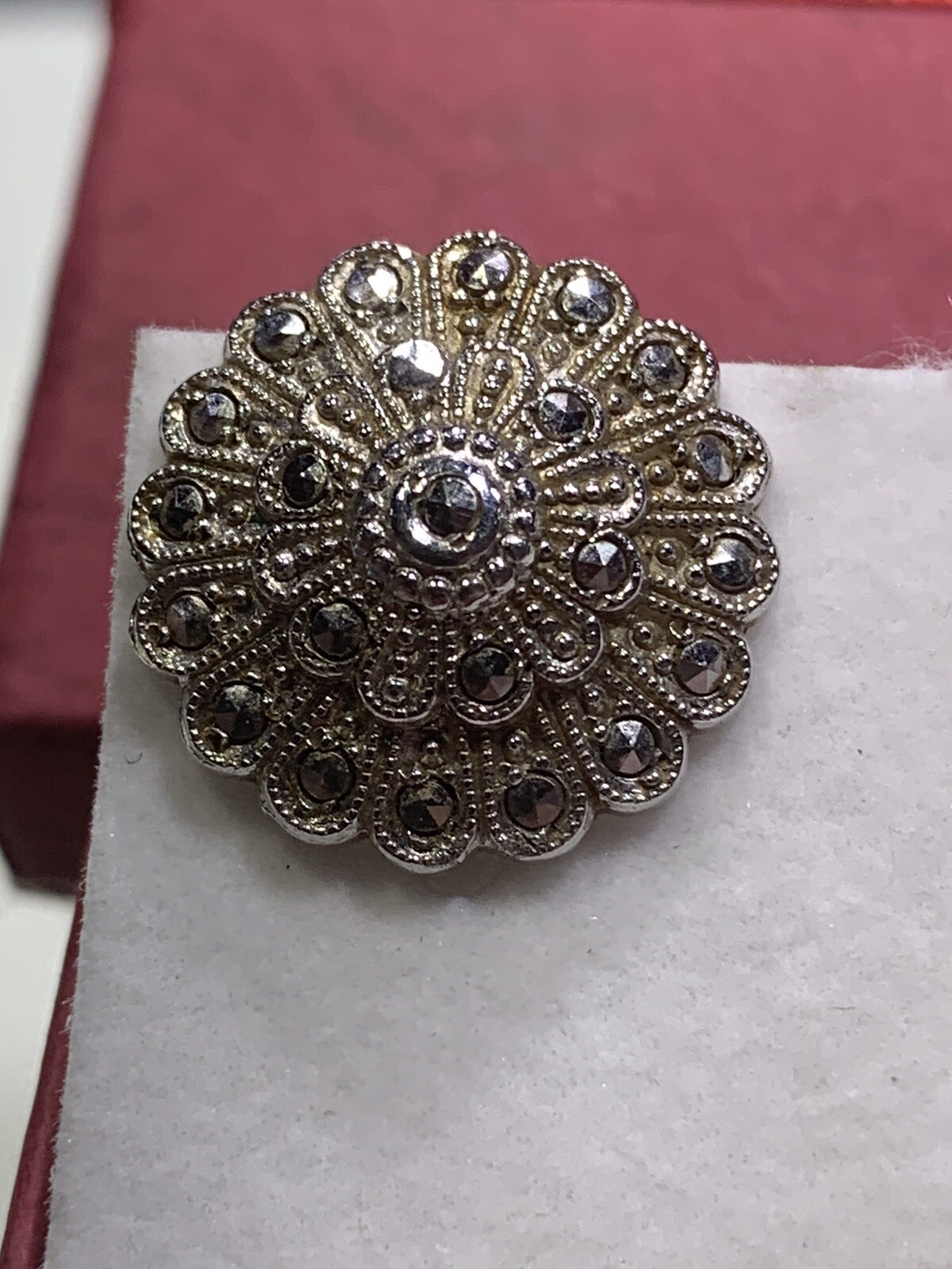 Vintage Sterling Silver Flowers Marcasite Clip On Earrings eBay
