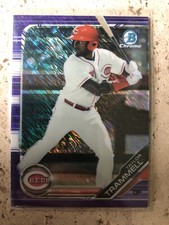 Taylor Trammell 2019 Bowman Chrome Prospects Purple Shimmer Refractor Reds 