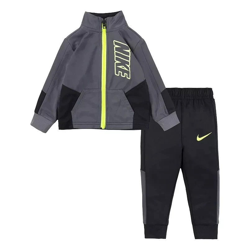 NWT Nike 2 Piece Tricot Set, Infant Size 12 Months, Gray Black