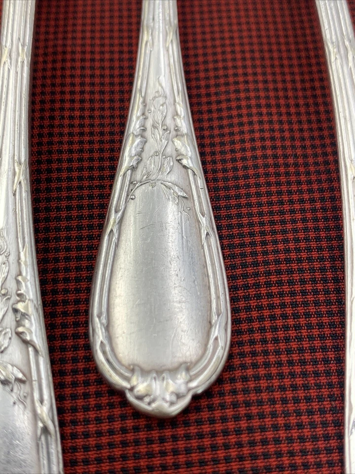 4 colheres de café vintage francesas antigas Ercuis placa de prata 5-5/8" - Imagem 3 de 4