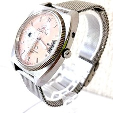 Orologio da uomo Orient automatico quadrante rosa data giorno cuore aperto...