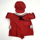 Vintage Cabbage Patch Preemie Sailor Romper & Hat Red Blue Anchor READ