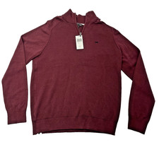 NWT MICHAEL KORS Men's Medium 1/4 Zip Knit Sweater Burgundy/Merlot w/MK Logo