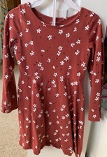 Jumping Beans floral A-line dress rust white girls size 6 100% cotton