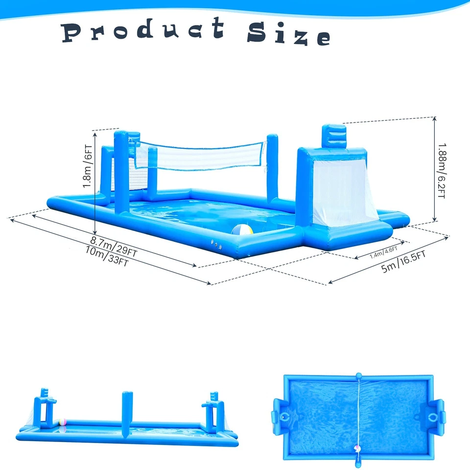 10m Inflatable Volleyball Court Soccer Pool Field Beach Net Outdoor Sports Game - image 4 of 4