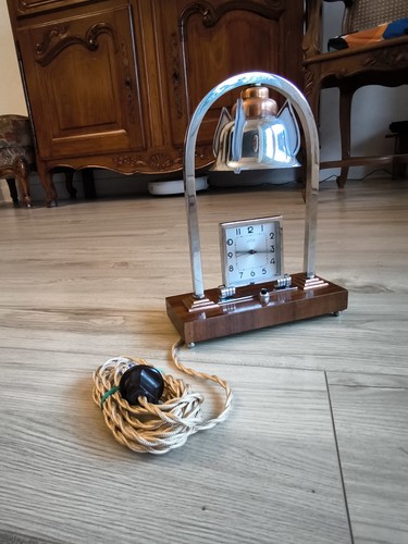 Pendule, réveil-lampe chevet Art Déco Années 1930 Réveil IDEAL Finir De Monter - Picture 2 of 14