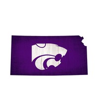 Kansas State Wildcats Sign Wood 12 Inch Team Color State Shape Design - Special