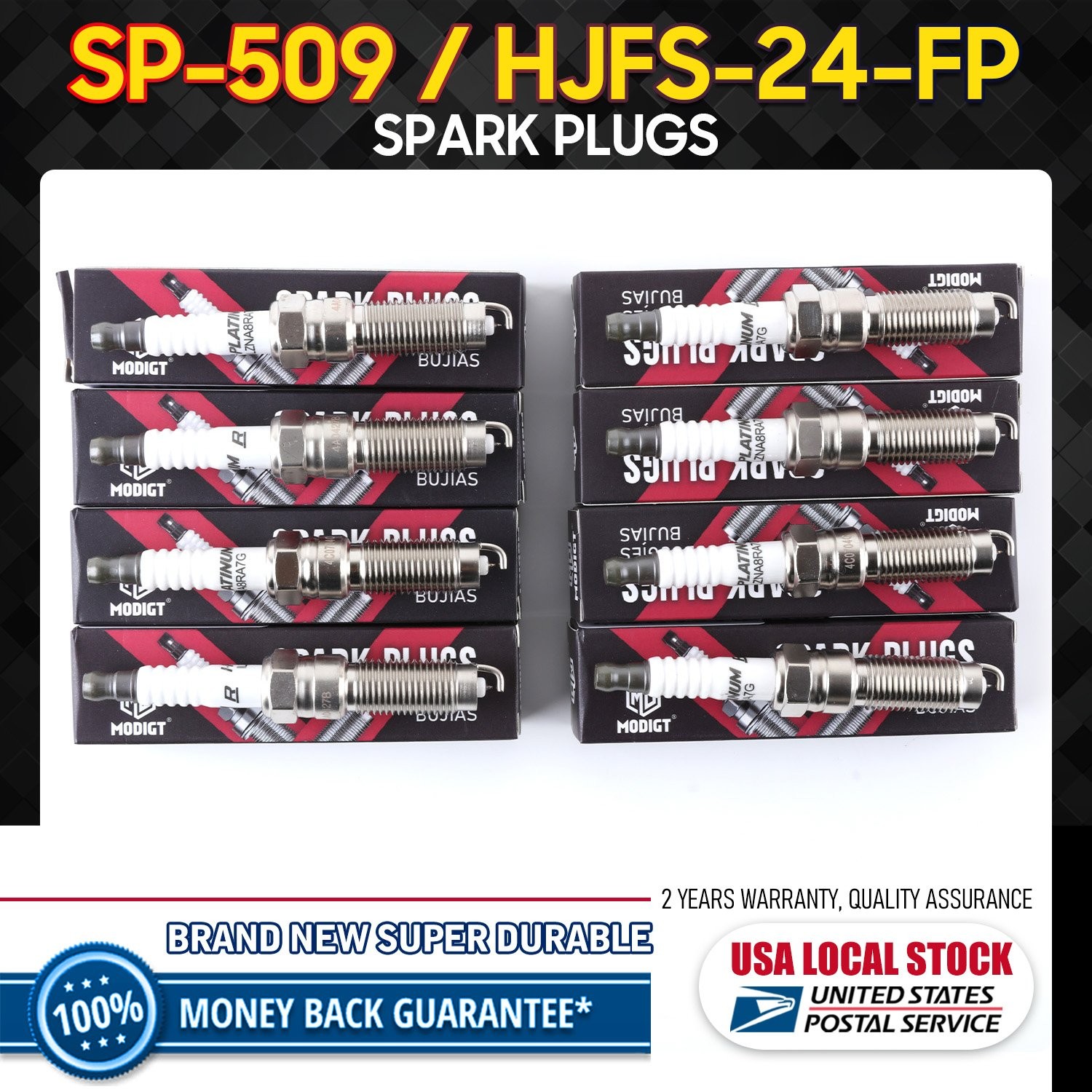 Set of 8 New OEM Iridium Spark Plugs SP-509 For Ford MOTORCRAFT HJFS-24-FP