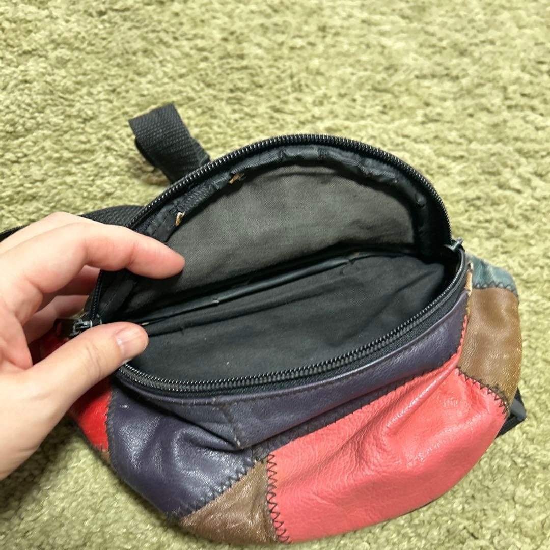 Leather Waist Pouch Multicolor Patchwork Leather … - image 5
