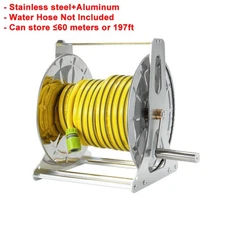 Garden Hose Reel Rack Aluminium+ Steel Heavy Duty Water Basket Outdoor Silver US