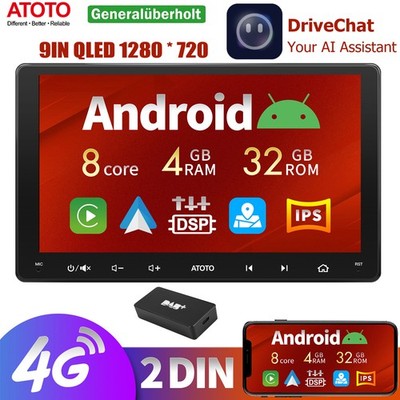 ATOTO S8 DAB+ 9'' Android 4+32G 8Kern Autoradio Navi CarPlay 2DIN 4G LTE AI Radio