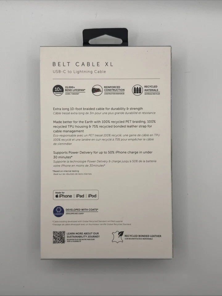 iPhone Charger Cable 10ft USB-C to Lightning MFi-Certified Fast Charging Belt XL - Image 3 of 4