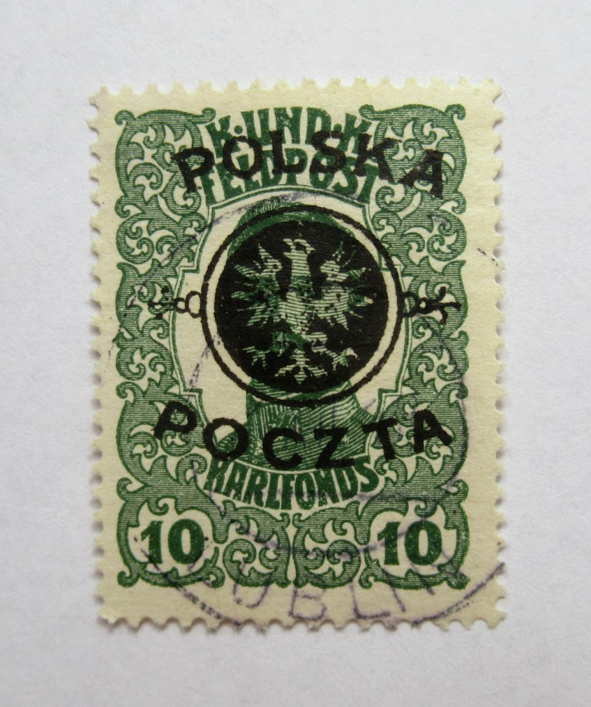 Poland Stamp Scott 27 Lublin Issue 10 Heller 1918 Used Overprint  display picture 1