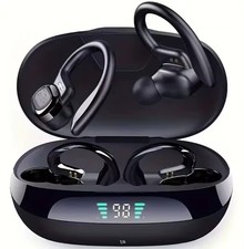 Bluetooth 5.3 Ear-hook Sports Earbuds, IPX6 Waterproof, Fingerprint Touch, Black