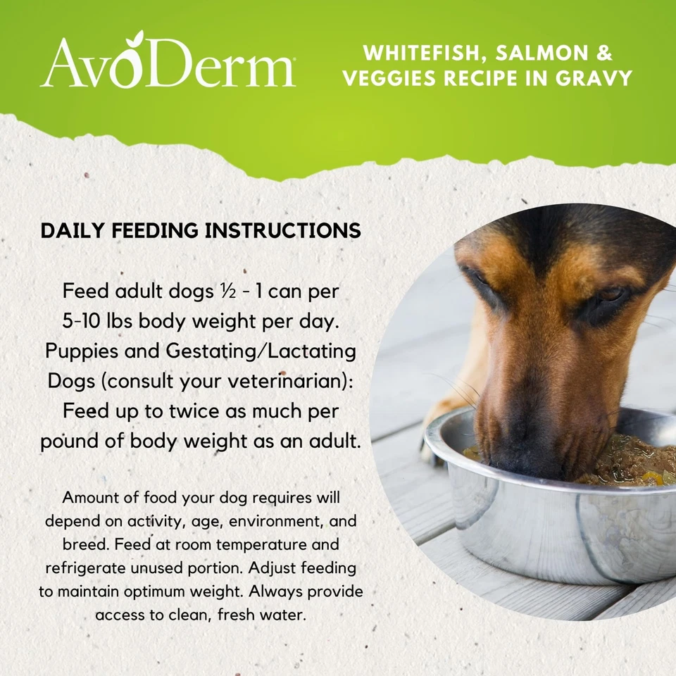 Receta de estofado de pescado blanco y salmón con verduras para perros 13 oz, estuche de 12 latas Foto 3 de 4