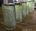 (6pc)Vtg Anchor Hocking Soreno Avocado Green Highball Glass-Textured Ribbed Bark
