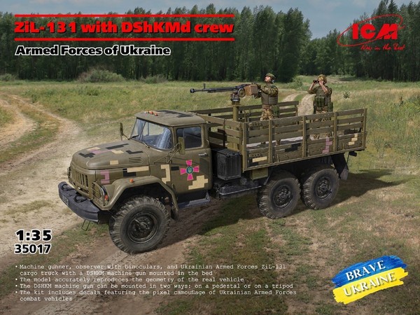 Icm 1/35 Kit MilitÄR Lkw Zil 131 Dshkmd Ukrainische Armee Statisches Modell-image