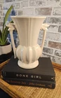 HANDLED FLOWER VASE! Vintage McCOY ART pottery: gloss IVORY glaze