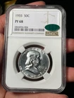 1955 NGC PF68 CAC Franklin Half Dollar Registry Grade