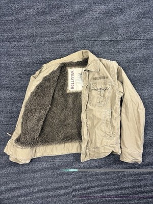 Vintage Hollister Jacket Men Medium Khaki Military Faux Fur Bomber