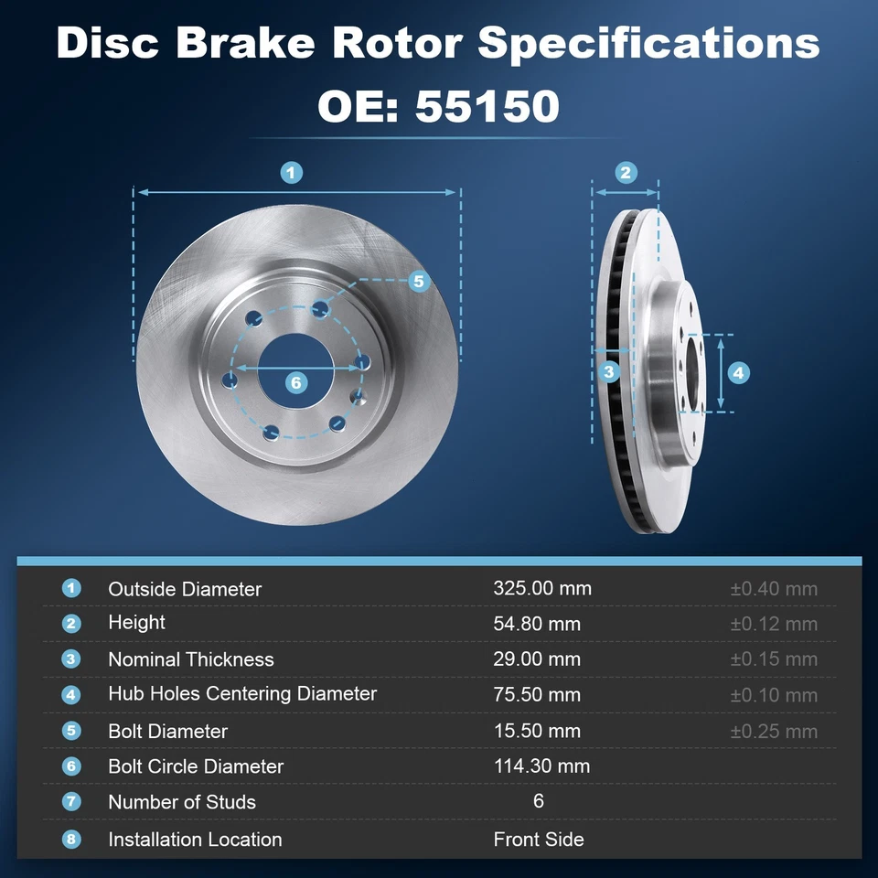 Front Brake Rotor for 2007-2017 GMC Acadia Chevy Traverse Buick Enclave Saturn — 第 3/4 张图片