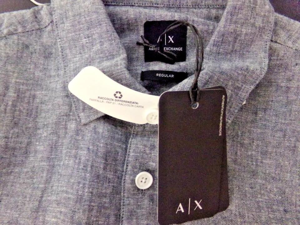 AX ARMANI EXCHANGE Shirt size Small blue Linen Cotton blend short sleeve NWT - Image 4 of 4