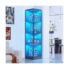 Corner Display Cabinet with Doors, 4-Tier Curio Cabinet for Collectibles, Dis...
