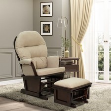 Nursery Glider Rocking Chair with Ottoman, Cream White