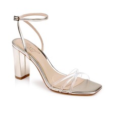 Women's Jewel Badgley Mischka Phyliss Square Toe Dress Sandals Clear/Gold