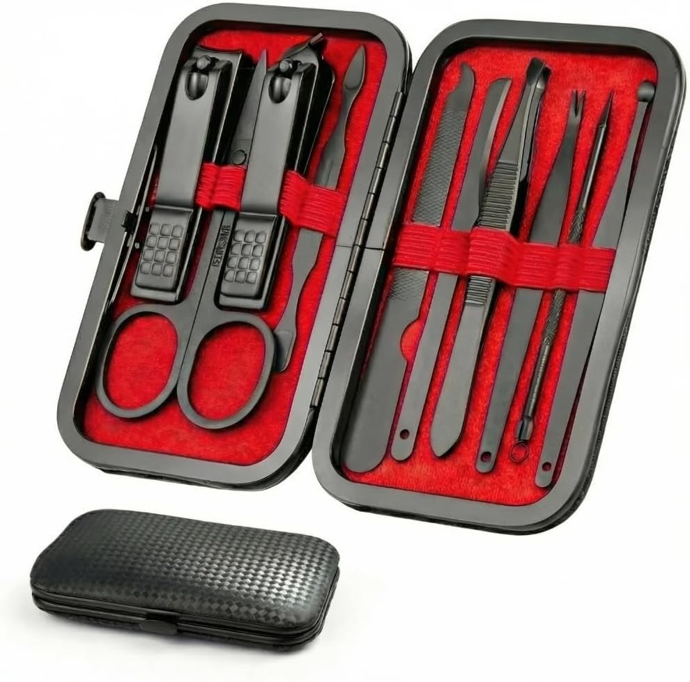 OKOM Professional Nail Clippers Set - 10 PCS Stainless Steel Nail Kit with Trave