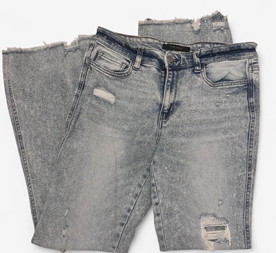 Flying Monkey Women s Light Wash Mid Rise Flare Jeans Distressed Stretch
